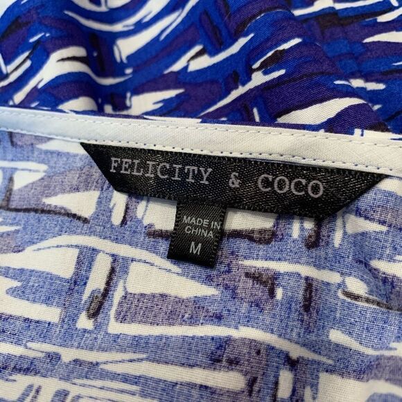 FELICITY & COCO Blue White & Black Classy Mini Dress Size medium - Picture 15 of 15